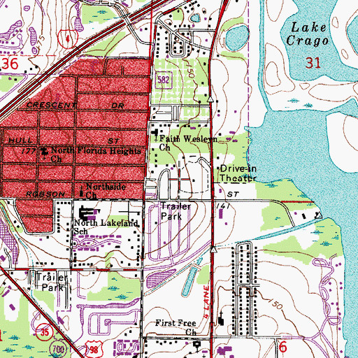 Topographic Map of Faith Wesleyan Church, FL