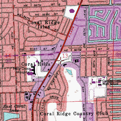 Topographic Map of Second Presbyterian Church, FL