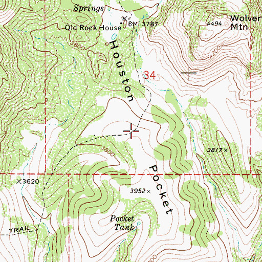 Topographic Map of Houston Pocket, AZ