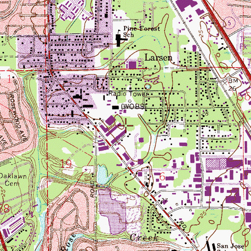 Topographic Map of San Jose Church of Christ, FL