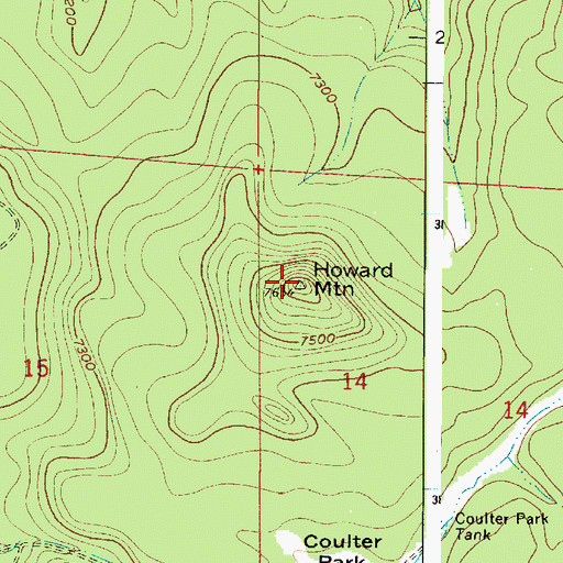 Topographic Map of Howard Mountain, AZ