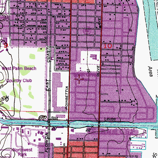 Topographic Map of South Olive Park, FL