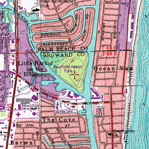 Topographic Map of Deerfield Island Park, FL