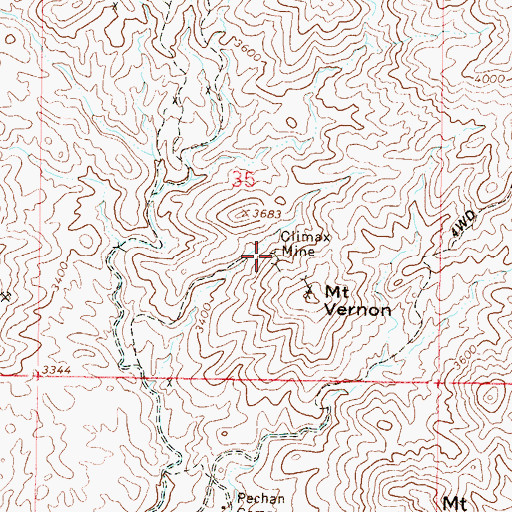 Topographic Map of Climax Mine, AZ