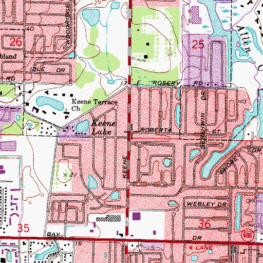 Topographic Map of First Evangelical Lutheran Church, FL