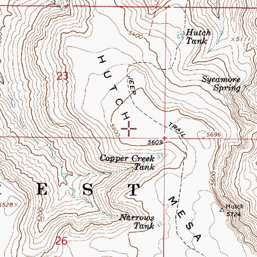 Topographic Map of Hutch Mesa, AZ