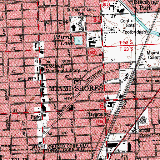 Topographic Map of Miami Shores Baptist Church, FL