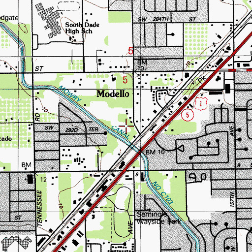 Topographic Map of Modello Baptist Church, FL