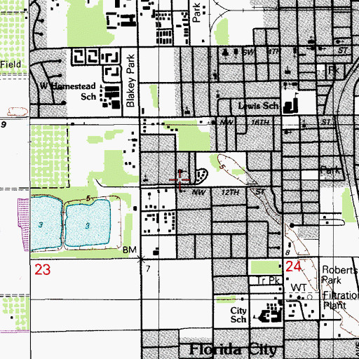 Topographic Map of First Presbyterian Church of Homestead, FL