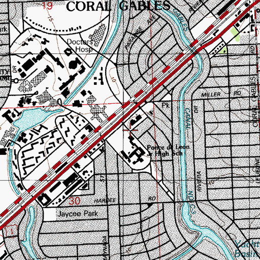Topographic Map of Coconut Grove Christian School, FL