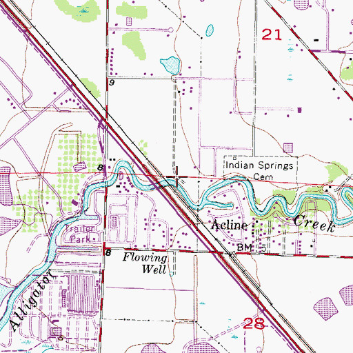 Topographic Map of Alligator Creek Bridge, FL