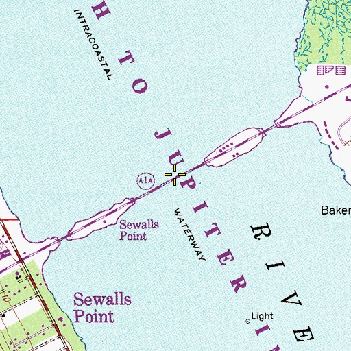 Topographic Map of Ernest Lyons Bridge, FL