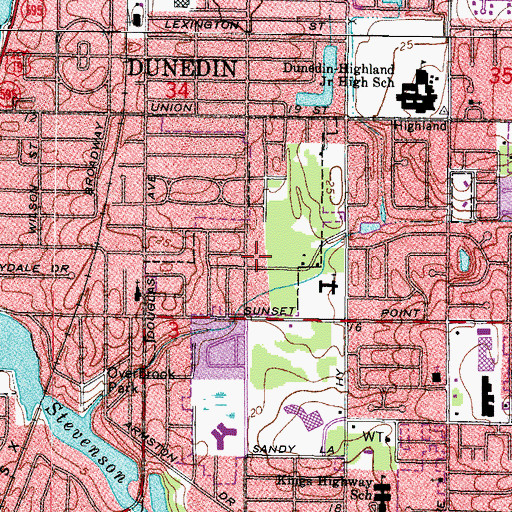 Topographic Map of Sunset Point Baptist School, FL