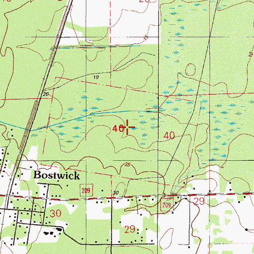 Topographic Map of John Middleton Grant, FL