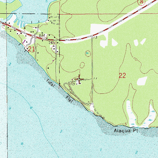 Topographic Map of Basin Bayou State Recreation Area, FL