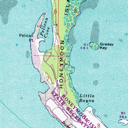 Topographic Map of Honeymoon Island State Park, FL