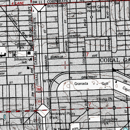 Topographic Map of Helen D Cohen Preschool of Temple Judea, FL