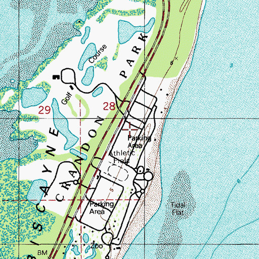Topographic Map of Crandon Park, FL