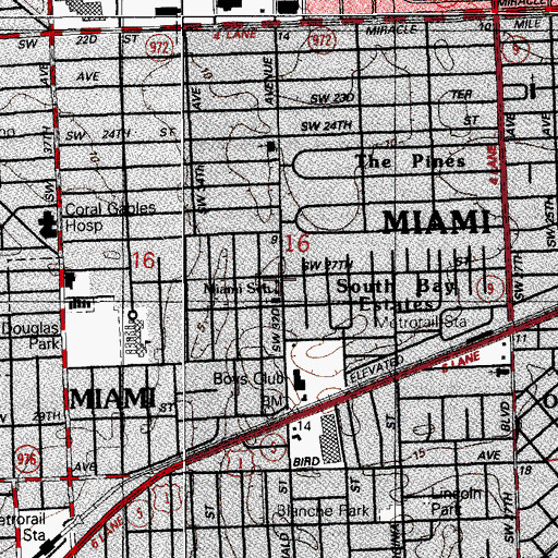 Topographic Map of Miami Private School, FL