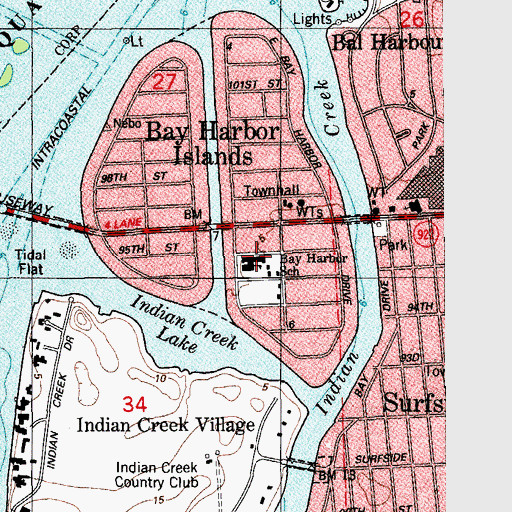Topographic Map of Bay Harbor School, FL