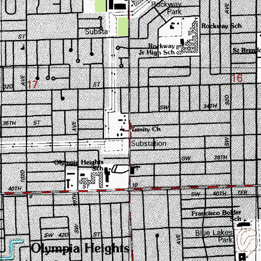 Topographic Map of Trinity Church, FL