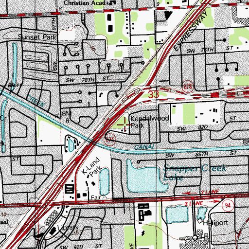 Topographic Map of Kendalwood Park, FL