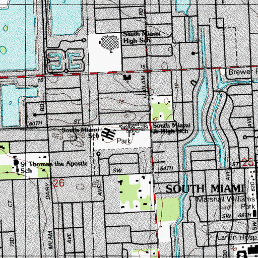 Topographic Map of South Miami Recreation Area, FL