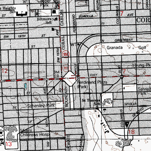 Topographic Map of Ferdinand Plaza, FL