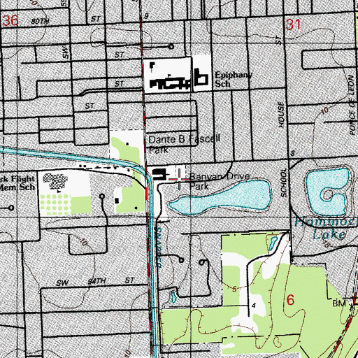 Topographic Map of Banyan Drive Park, FL