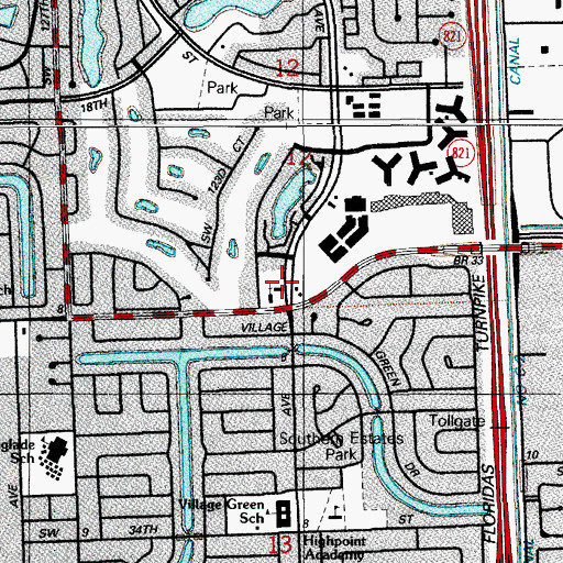 Topographic Map of Gladeview Church, FL