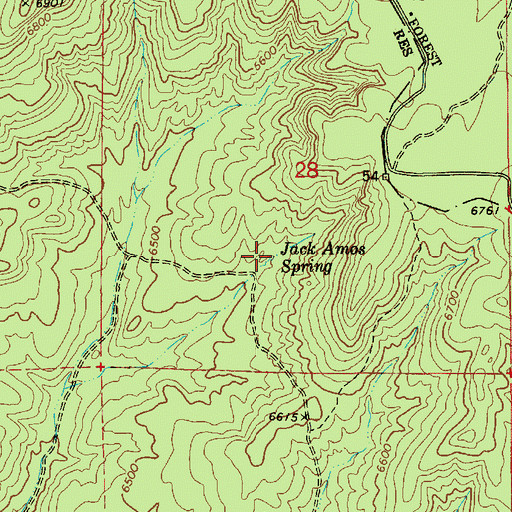 Topographic Map of Jack Amos Spring, AZ