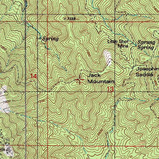 Topographic Map of Jack Mountain, AZ