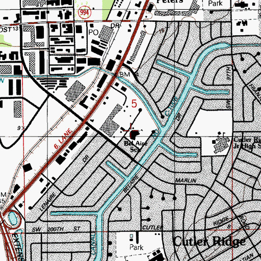 Topographic Map of Bel Aire School, FL