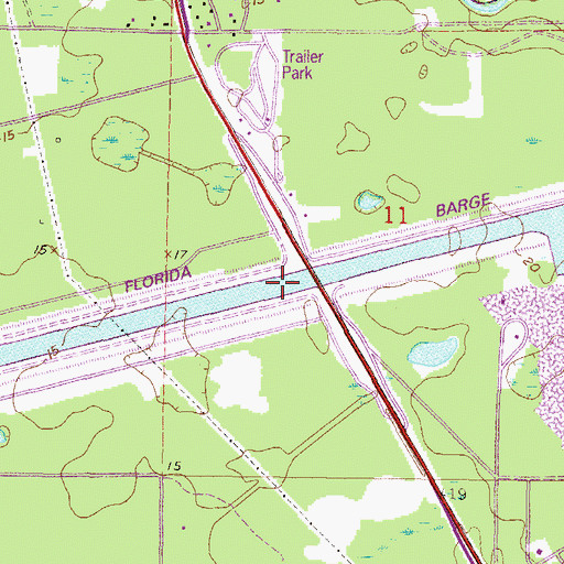 Topographic Map of Cross Florida Barge Canal, FL