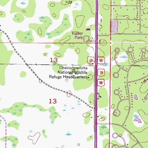 Topographic Map of Chassahowitzka National Wildlife Refuge Headquarters, FL