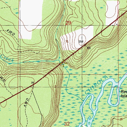 Topographic Map of Flat Creek, FL