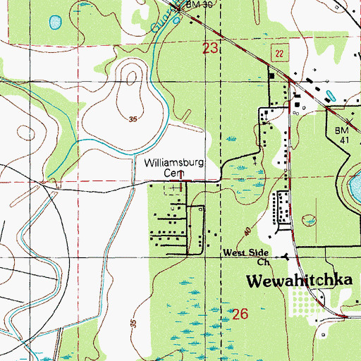 Topographic Map of Williamsburg Cemetery, FL