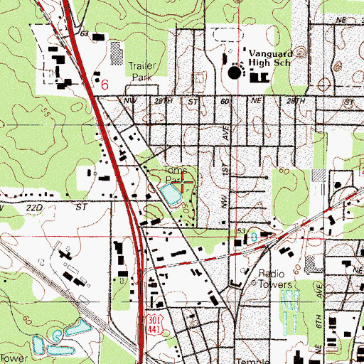 Topographic Map of Toms Park, FL