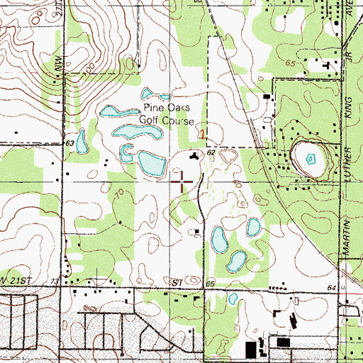 Topographic Map of Pine Oaks of Ocala Municipal Golf Course, FL