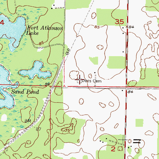 Topographic Map of Dees Cemetery, FL