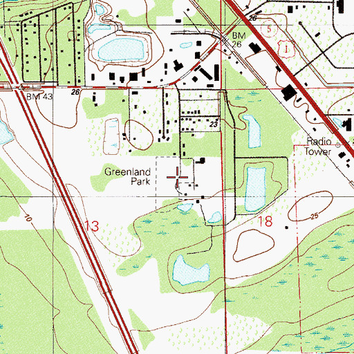 Topographic Map of Greenland Park, FL