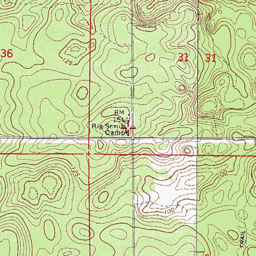Topographic Map of Big Scrub Camp, FL