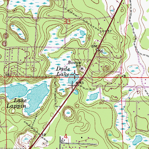 Topographic Map of Dade Lake, FL