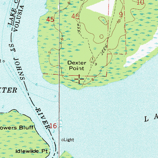 Topographic Map of Dexter Point, FL