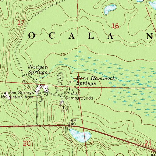Topographic Map of Fern Hammock Springs, FL