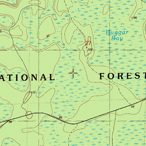 Topographic Map of Fiddlestring Bay, FL
