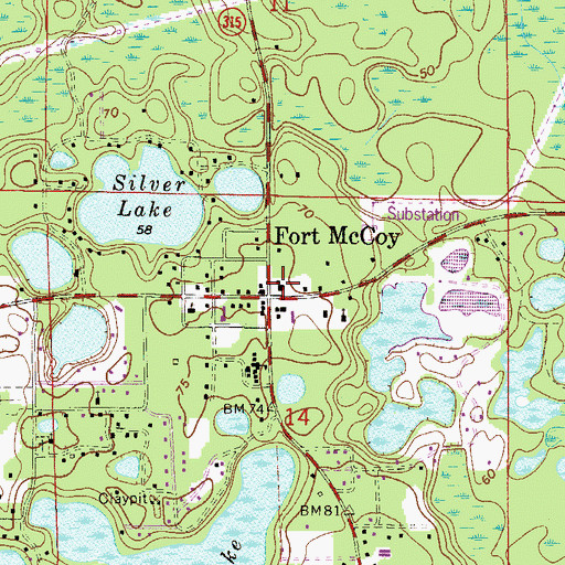 Topographic Map of Fort McCoy, FL