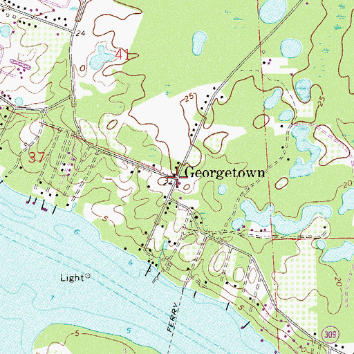 Topographic Map of Georgetown, FL
