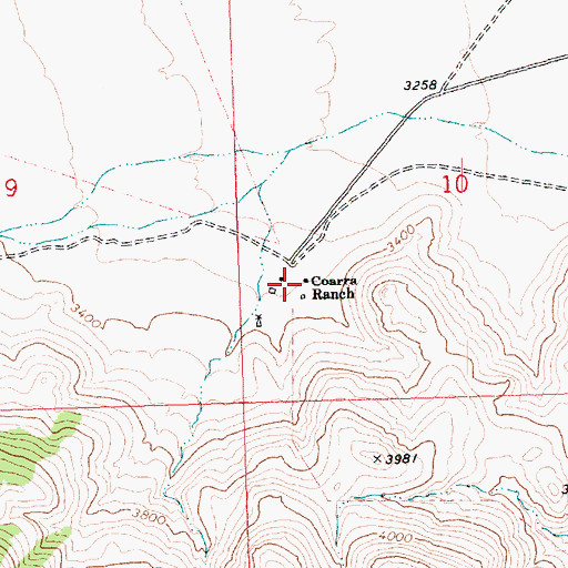 Topographic Map of Coarra Ranch, AZ