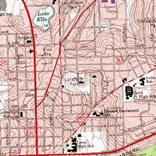 Topographic Map of Lafayette Park, FL